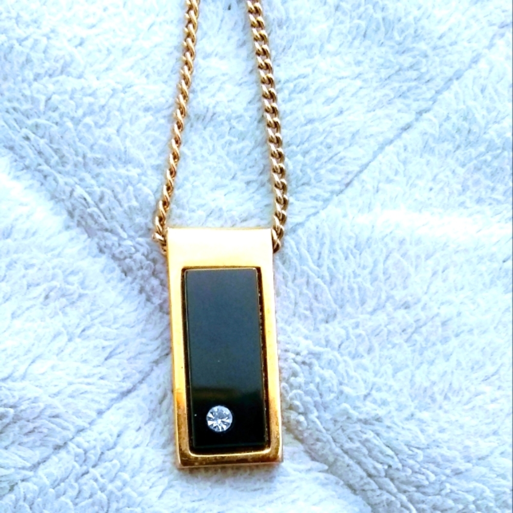 Vintage Avon Unisex Necklace Men Women Gold Black